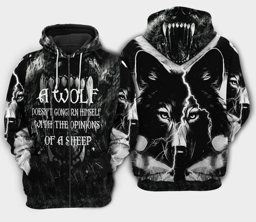 Unisex Wolf Hoodie Opinions Of A Sheep Sweatshirt Animal Pullover for Men & Women image 1