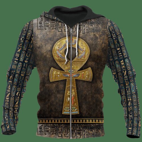 Unisex Ancient Egypt Ankh Hoodie Cross Ankh Sweatshirt Egyptian Pullover for Men & Women image 1