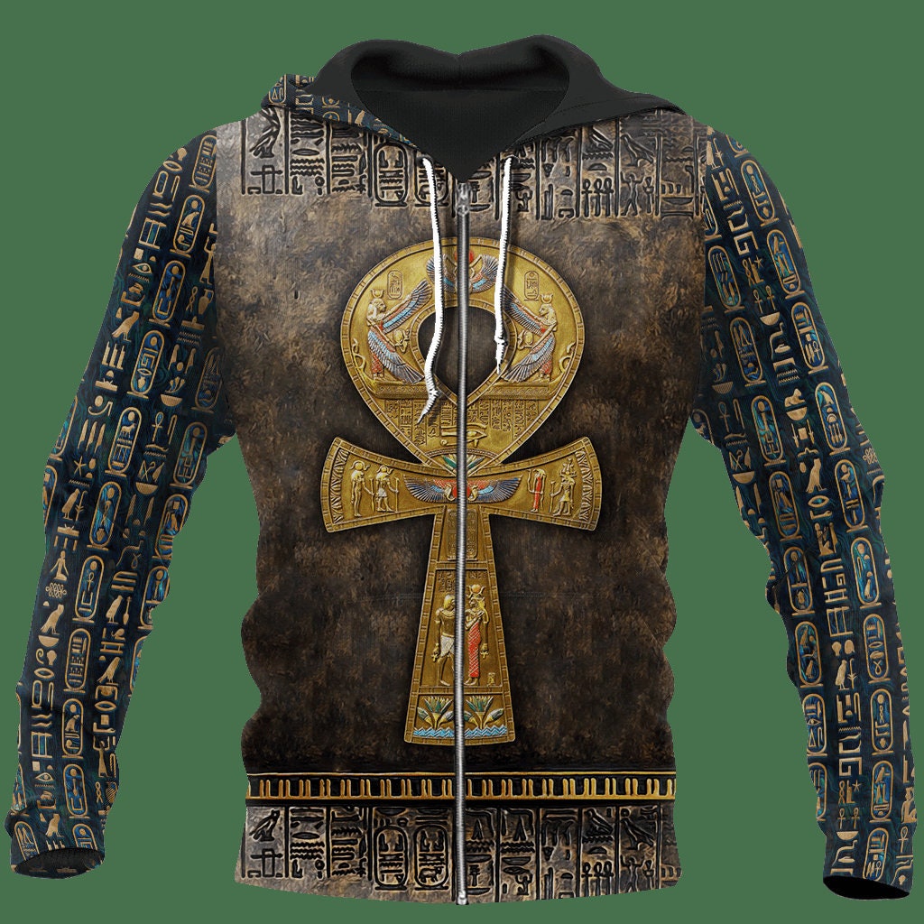 Unisex Ancient Egypt Ankh Hoodie Cross Ankh Sweatshirt Egyptian Pullover for Men & Women image 1