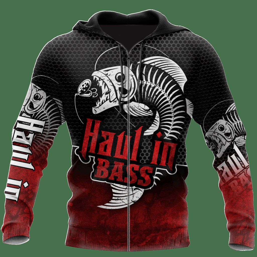 Bass Fishing Red Reaper Hoodie Fisherman Sweatshirt Pullover Fishing Apparel image 2