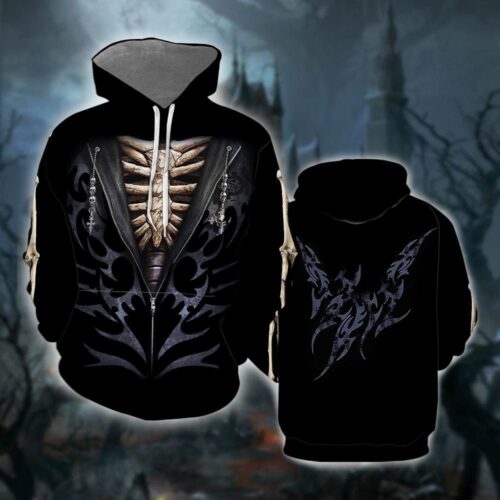 Unisex Skull Bone Halloween Hoodie Sweatshirt Skeleton Pullover Halloween Gift image 0