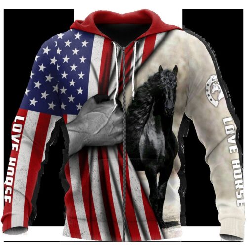 Horse Lover Hoodie Love Horse Sweatshirt Animal Zip Hoodie Equestrian Pullover Gift image 1