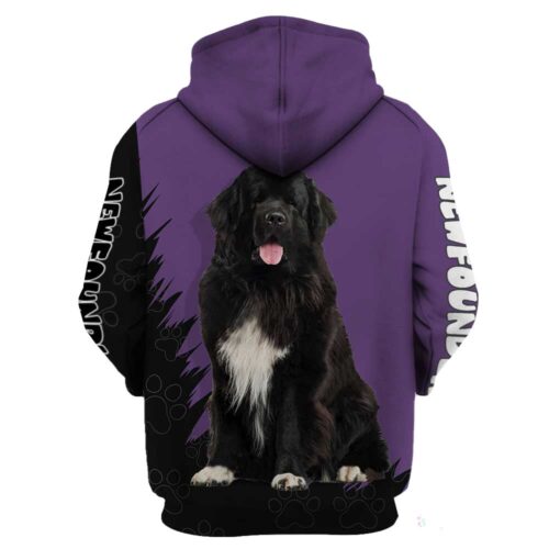 Unisex Purple Newfoundland Newfie Sweatshirt Hoodie Newfie Pullover Shirt Gift for Dog Lovers image 1