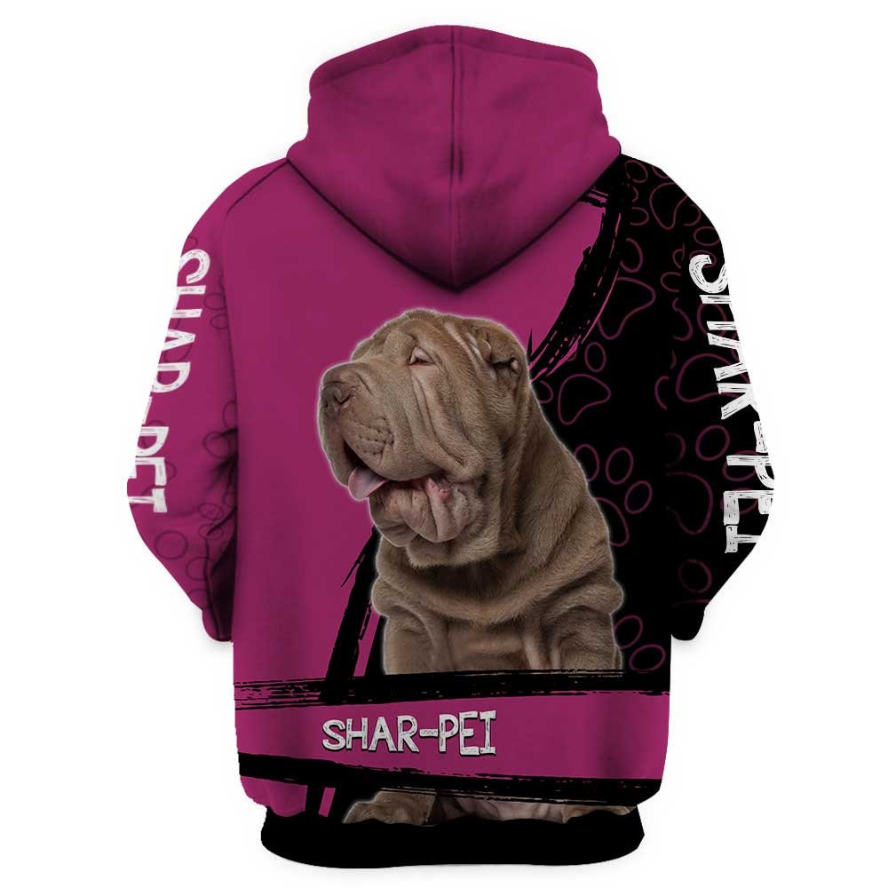 Unisex Pink Shar-pei Sweatshirt Hoodie Cute Dog Lover Shar-pei Pullover Shirt image 1