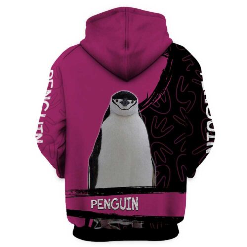 Custom Pink Penguin Hoodie Sweatshirt Cute Penguin Pullover Penguin Lover Gift image 1