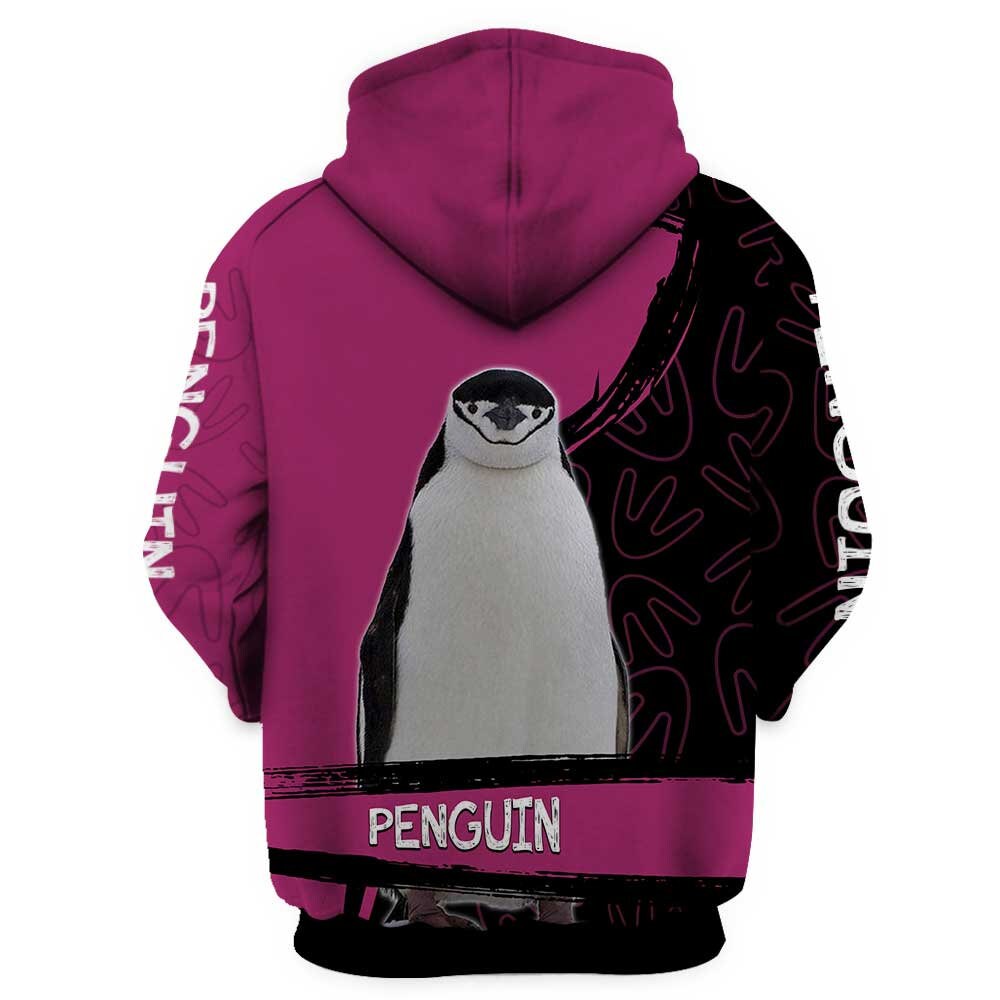 Custom Pink Penguin Hoodie Sweatshirt Cute Penguin Pullover Penguin Lover Gift image 1