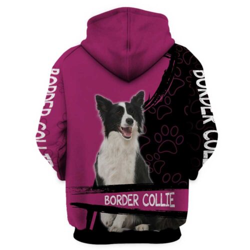 Unisex Pink Border Collie Hoodie - Cute Dog Lover Sweatshirt image 1