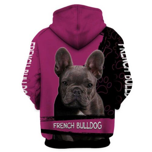 Unisex Pink French Bulldog Hoodie Cute Dog Lover Pullover Sweatshirt image 1