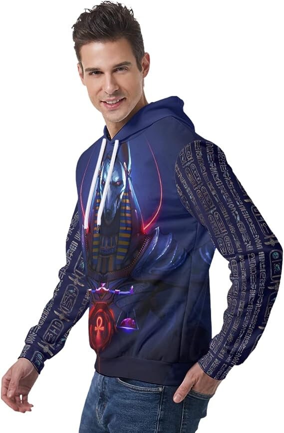 Anubis Blue Hoodie Anubis Sweatshirt Father's Day Clothing image 2