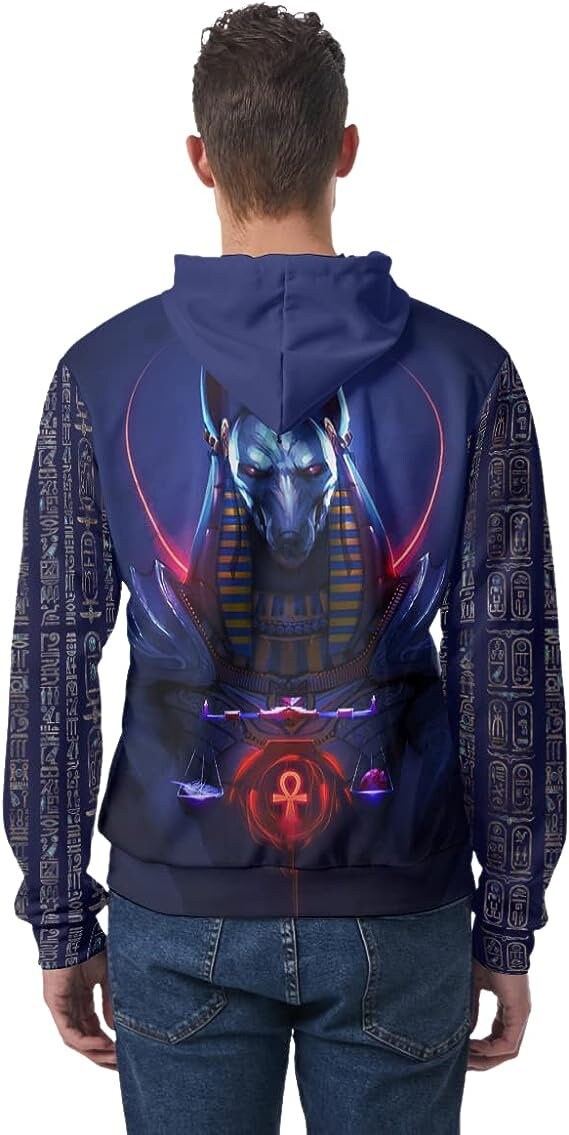 Anubis Blue Hoodie Anubis Sweatshirt Father's Day Clothing image 3