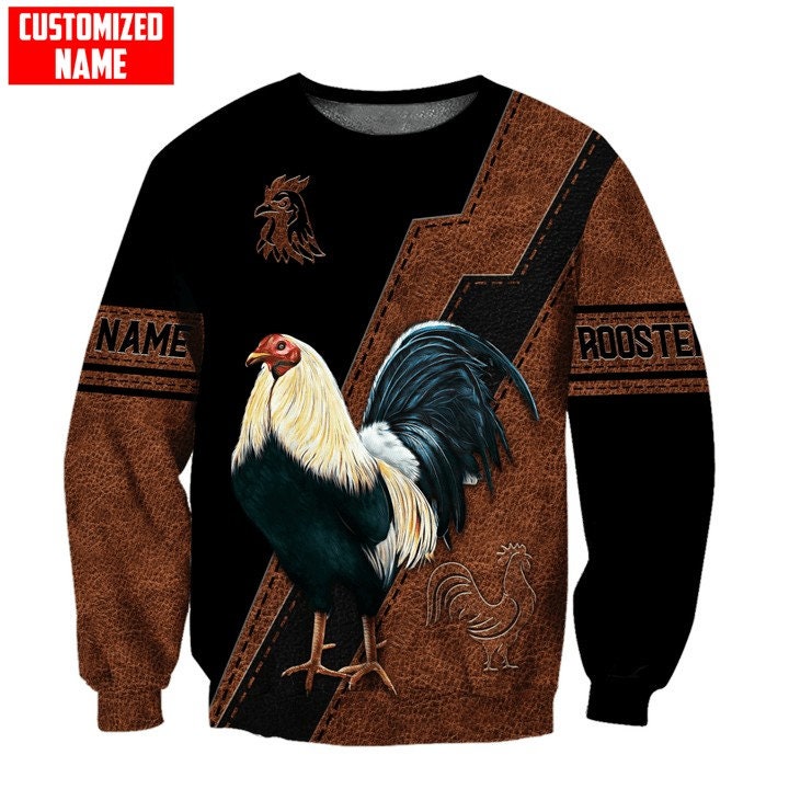 Personalized Rooster Hoodie Custom Chicken Sweatshirt Farm Animal Lover Gift image 2