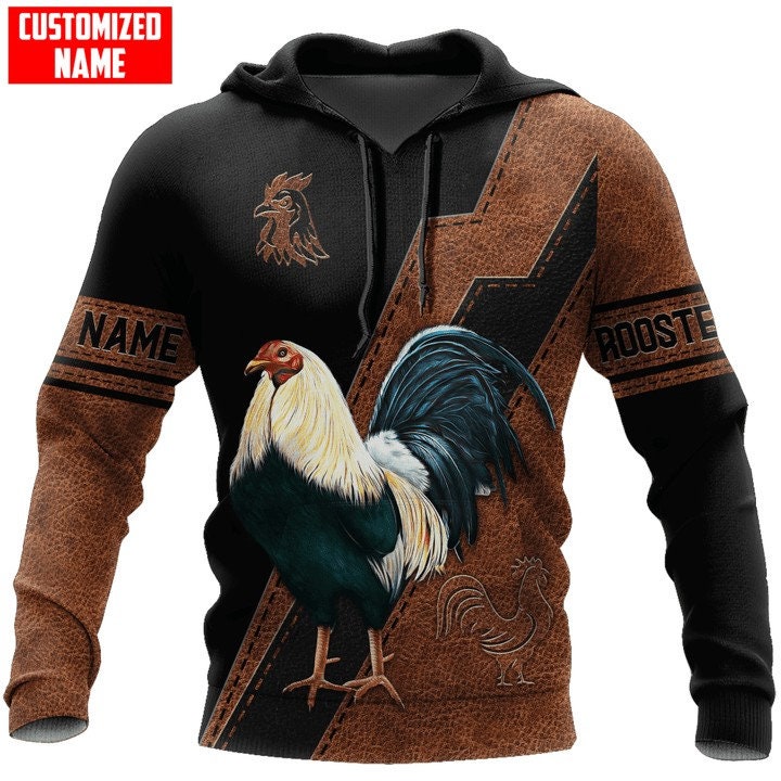 Personalized Rooster Hoodie Custom Chicken Sweatshirt Farm Animal Lover Gift image 5