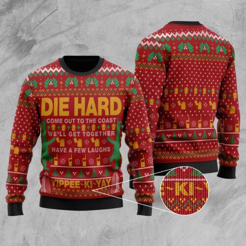 Die Hard Ugly Christmas Sweatshirt John McClane Yippee Ki Yay Holiday Sweater image 0