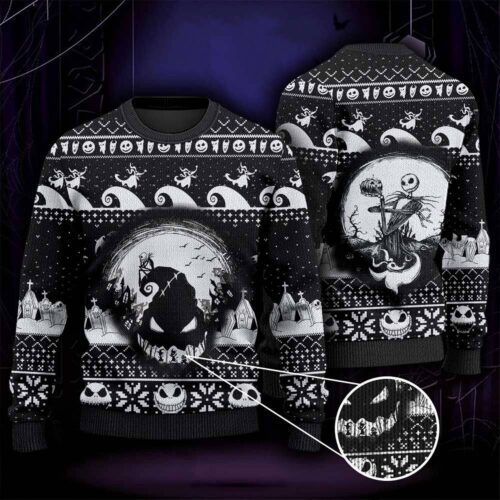 Nightmare Before Christmas Ugly Sweater Jack Skellington & Sally Christmas Shirt Halloween Xmas Apparel image 0