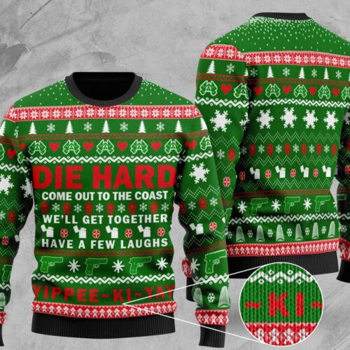 Die Hard Christmas Sweatshirt John McClane Yippee Ki Yay Ugly Holiday Sweater image 0