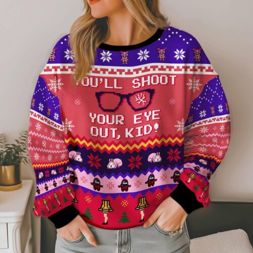 A Christmas Story Ugly Sweater You'll Shoot Your Eye Out Sweatshirt Ralphie Parker Movie Christmas Party Apparel image 1