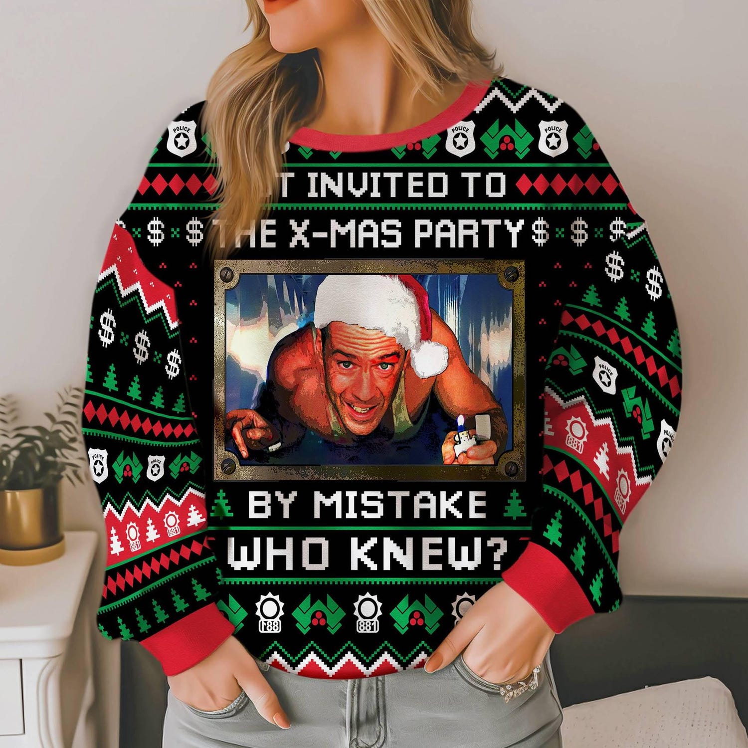 Die Hard Ugly Christmas Sweatshirt John McClane Yippee Ki Yay Sweater Nakatomi Xmas 1988 image 3