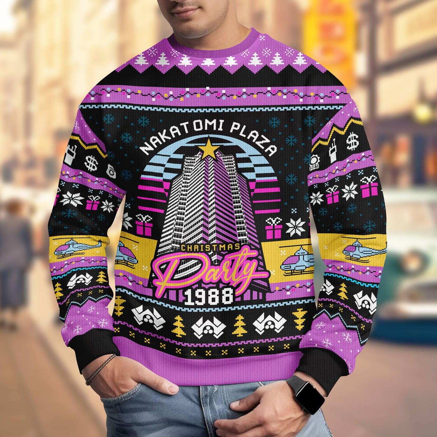 Die Hard Nakatomi Plaza Ugly Christmas Sweater Sweatshirt for Holiday Parties image 2