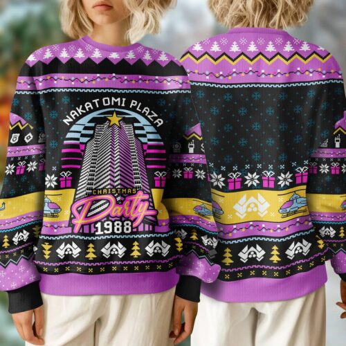 Die Hard Nakatomi Plaza Ugly Christmas Sweater Sweatshirt for Holiday Parties image 1