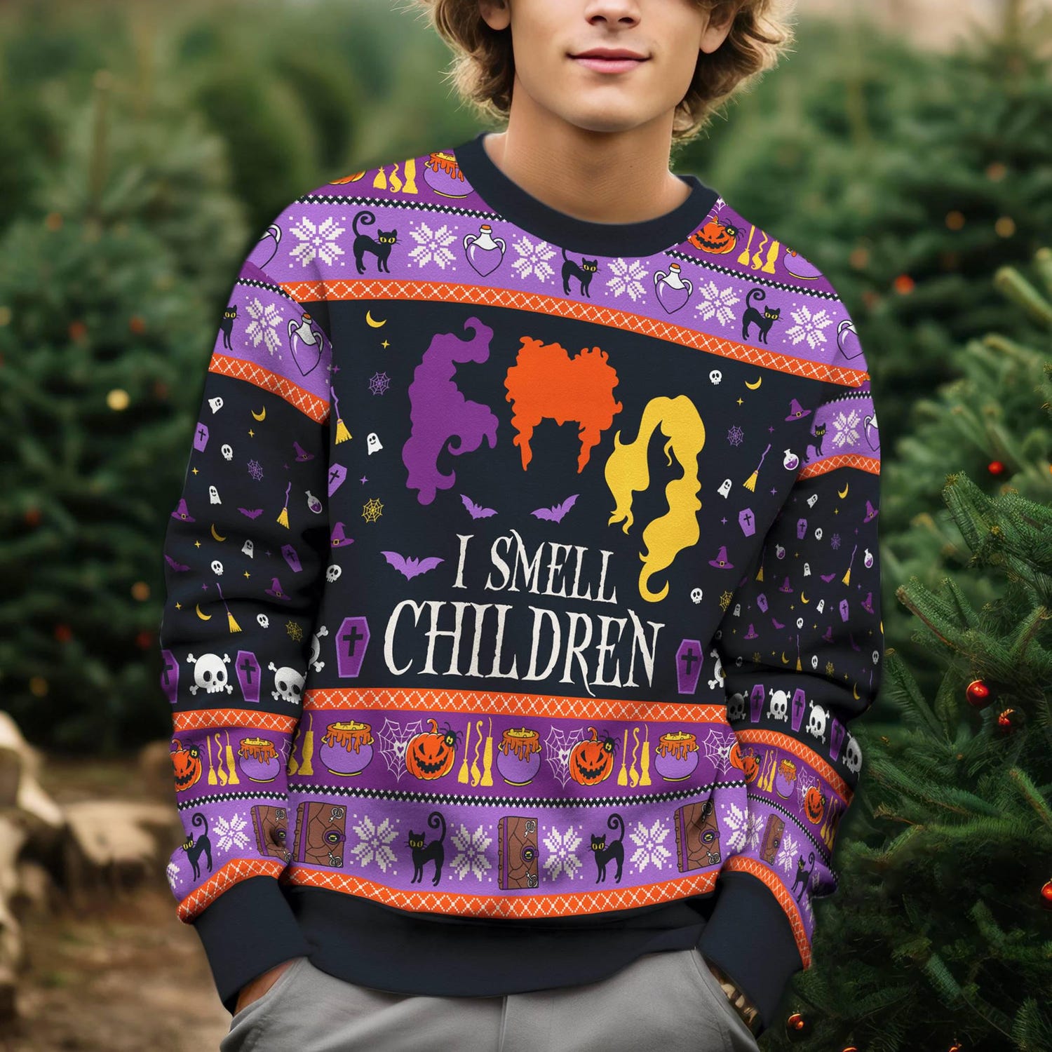 Christmas Hocus Pocus Ugly Sweater Sanderson Sisters Sweatshirt Halloween Party Wear image 2