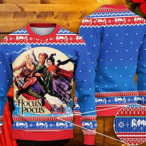 Hocus Pocus Sanderson Sisters Ugly Christmas Sweater Witch Halloween Party Shirt image 0