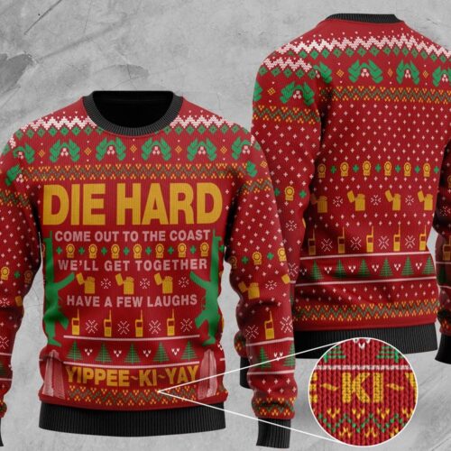 Die Hard Ugly Christmas Sweatshirt John McClane Yippee Ki Yay Holiday Sweater image 0