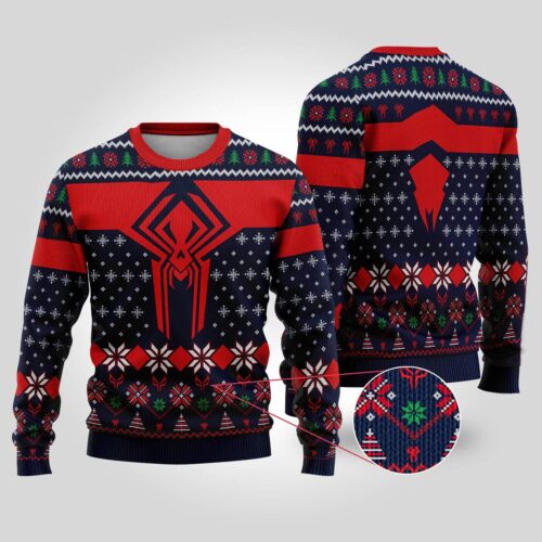 Spider-Man 2099 Ugly Christmas Sweater Miguel O'Hara Sweatshirt Across The Spider-Verse Holiday Sweater image 0