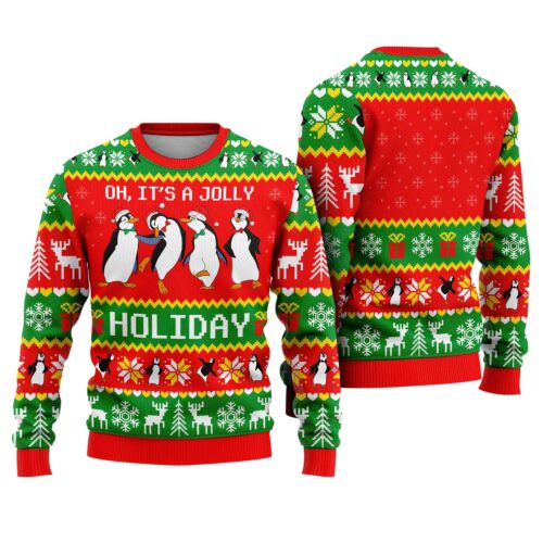 Mary Poppins Penguin Christmas Sweatshirt Jolly Holiday Ugly Sweater Funny Animal Xmas Top image 0