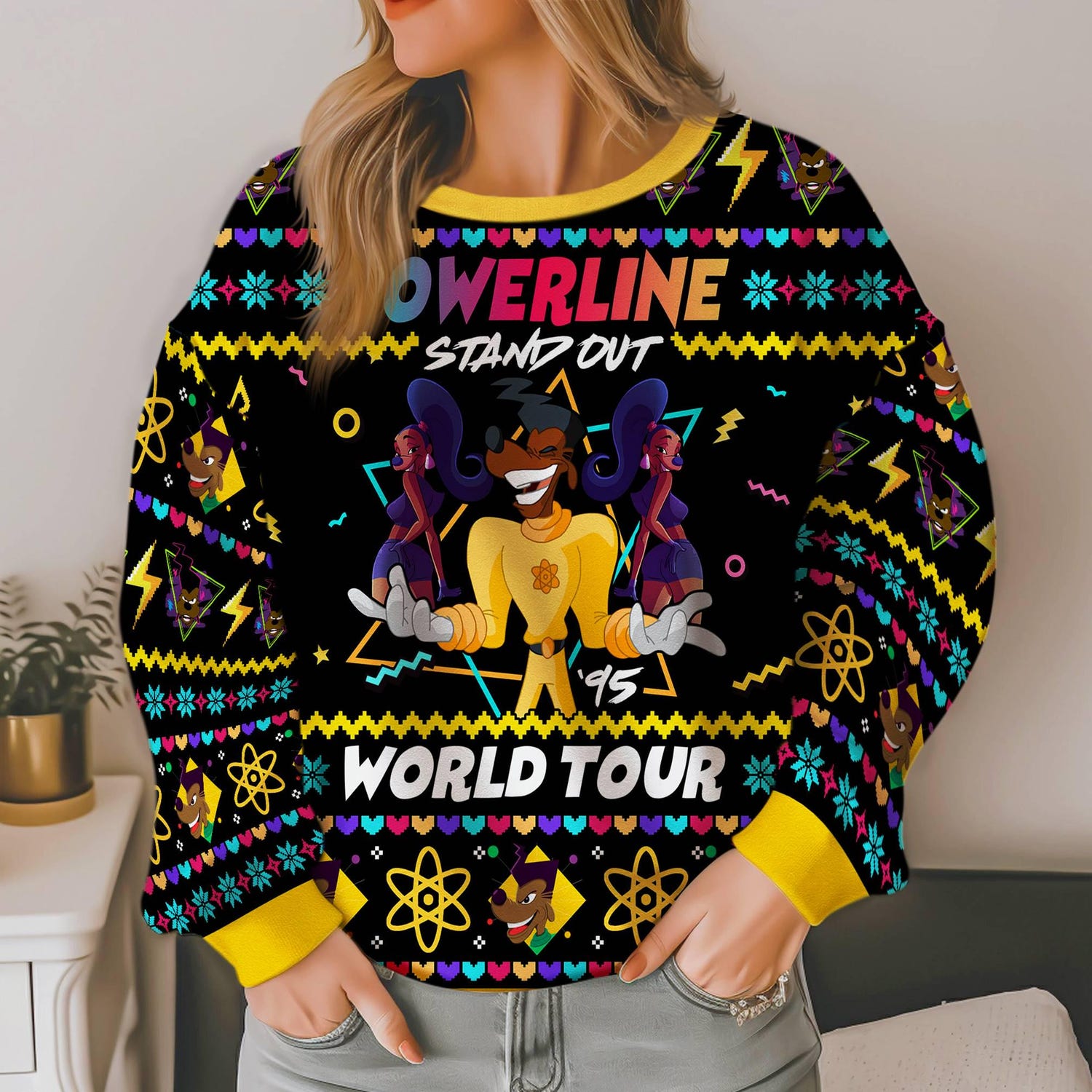 Powerline World Tour Christmas Sweater Goofy Movie Ugly Xmas Sweatshirt Holiday Powerline Sweatshirt image 1