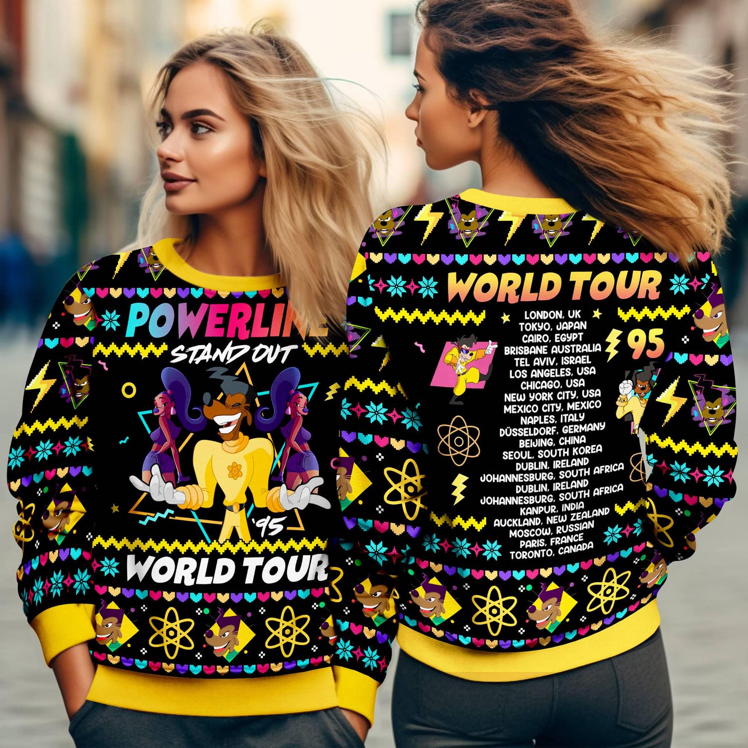 Powerline World Tour Christmas Sweater Goofy Movie Ugly Xmas Sweatshirt Holiday Powerline Sweatshirt image 3