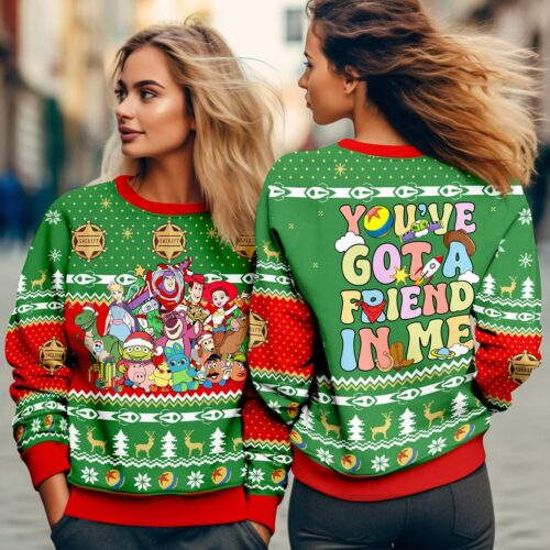 Toy Story Christmas Sweater You've Got A Friend In Me Woody Buzz Lightyear Xmas Sweatshirt image 0