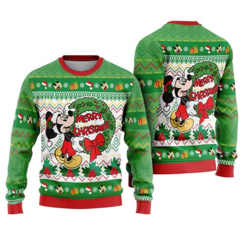 Mickey Mouse Christmas Sweatshirt Mickey & Friends Ugly Sweater Holiday Movie Party Apparel image 0