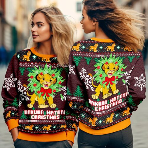 Simba Lion King Christmas Sweater Hakuna Matata Ugly Sweatshirt Disney Holiday Gift Idea image 1