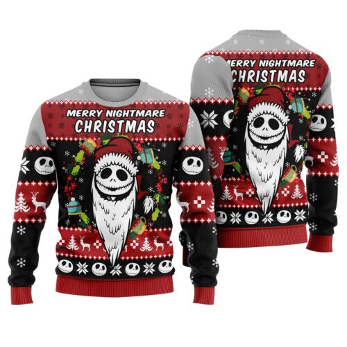 Nightmare Before Christmas Sweatshirt Jack Skellington Oogie Boogie Sally Sweater image 1