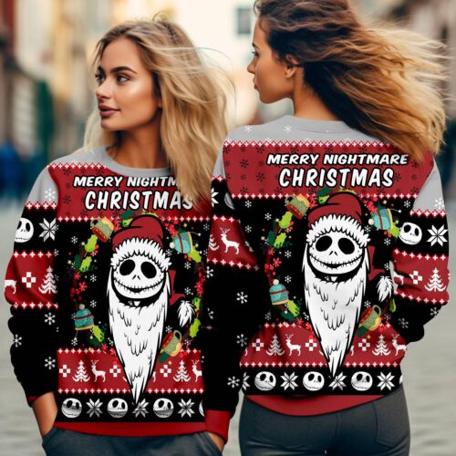 Nightmare Before Christmas Sweatshirt Jack Skellington Oogie Boogie Sally Sweater image 0