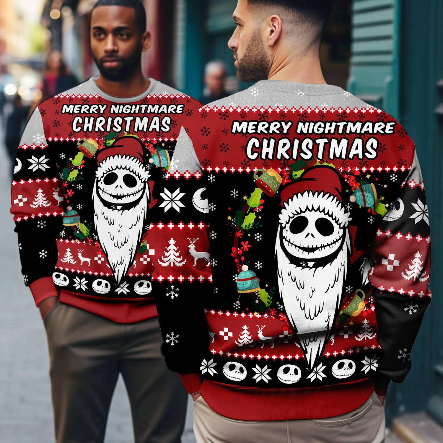 Nightmare Before Christmas Sweatshirt Jack Skellington Oogie Boogie Sally Sweater image 2