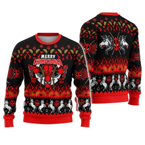 Deadpool Ugly Christmas Sweatshirt Superhero Holiday Sweater Avengers Xmas Outfit image 0