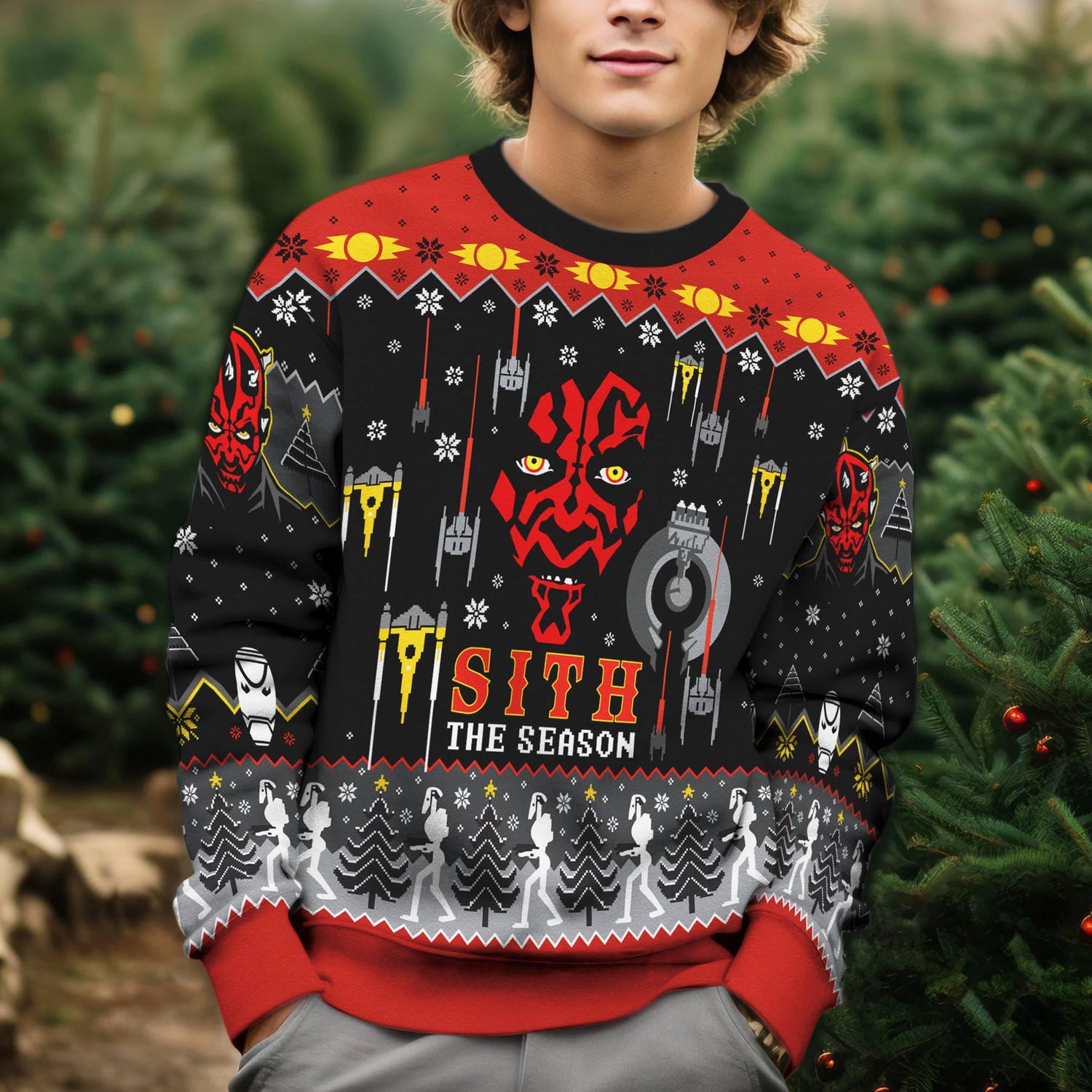 Star Wars Christmas Sweater Darth Maul Sith Ugly Xmas Sweatshirt Darth Vader Holiday Pullover image 2