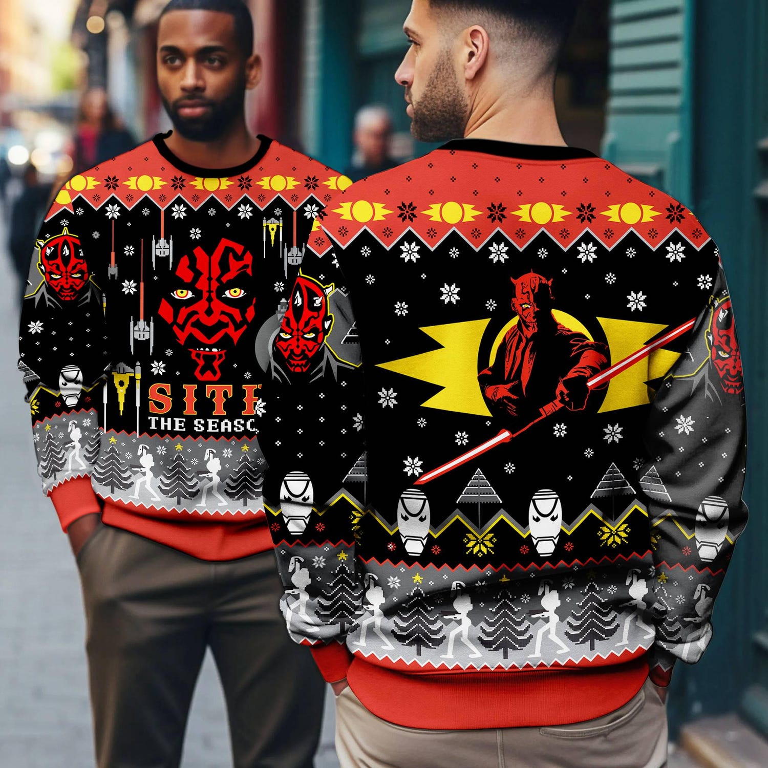 Star Wars Christmas Sweater Darth Maul Sith Ugly Xmas Sweatshirt Darth Vader Holiday Pullover image 4