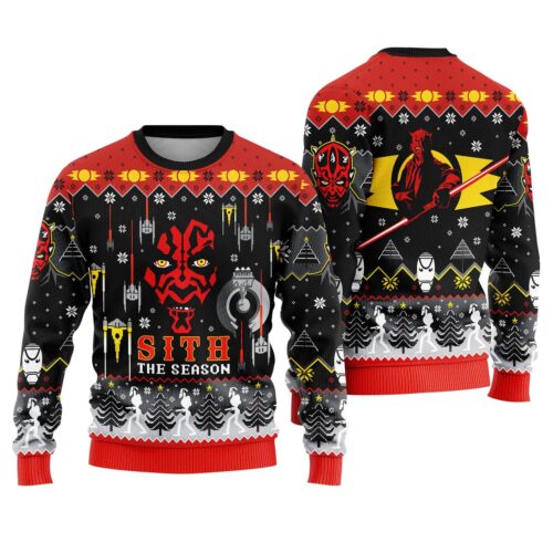 Star Wars Christmas Sweater Darth Maul Sith Ugly Xmas Sweatshirt Darth Vader Holiday Pullover image 0