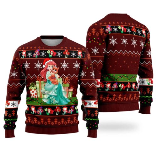 Ariel Mermaid Christmas Sweater Ugly Christmas Sweatshirt Magic Kingdom Princess Top image 0