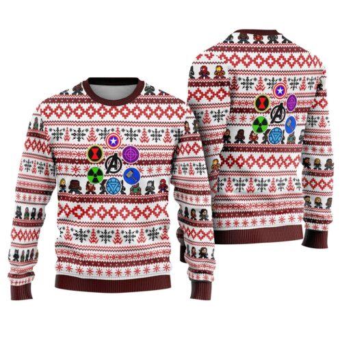 Avengers Endgame Ugly Christmas Sweater Sweatshirt featuring Iron Man Hulk & Thor image 0