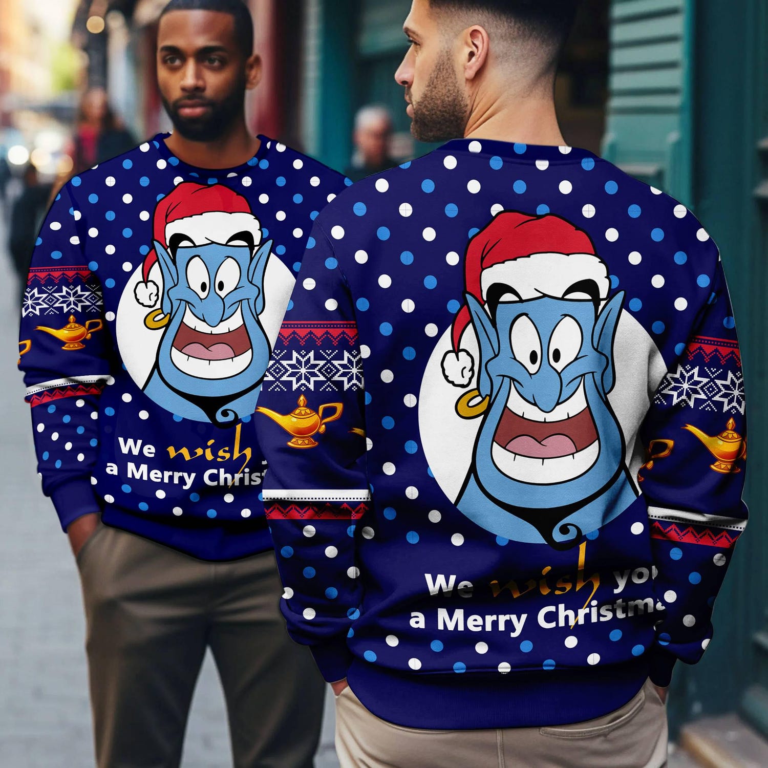 Aladdin Genie Ugly Christmas Sweatshirt Disney Holiday Sweater Novelty Christmas Jumper image 4