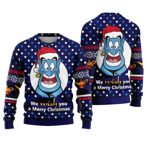 Aladdin Genie Ugly Christmas Sweatshirt Disney Holiday Sweater Novelty Christmas Jumper image 0