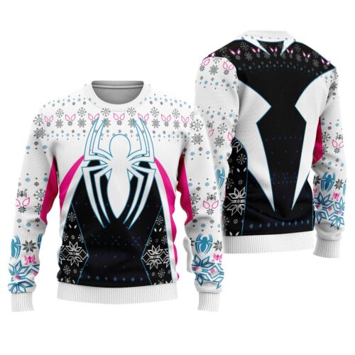 Gwen Stacy Spider Woman Ugly Christmas Sweatshirt Superhero Ghost Spider Avengers Xmas Sweater image 0