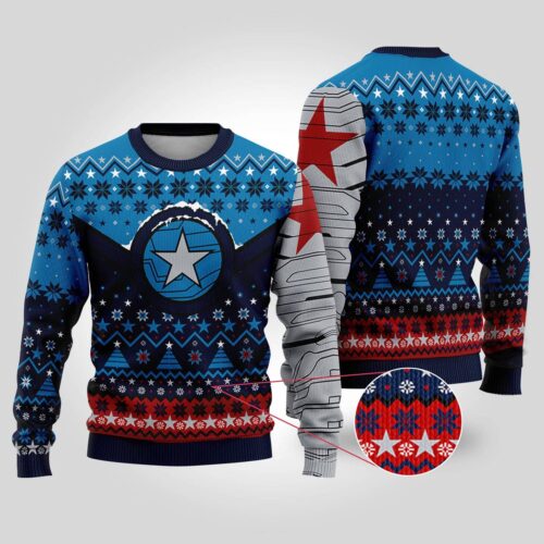 Winter Soldier Bucky Barnes Ugly Christmas Sweatshirt Avengers Superhero Holiday Sweater image 0