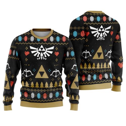 Legend of Zelda Ugly Christmas Sweatshirt Video Game Xmas Sweater Princess Zelda Link Design image 0