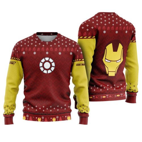 Tony Stark Iron Man Ugly Christmas Sweater Avengers Xmas Sweatshirt Marvel Superhero image 0