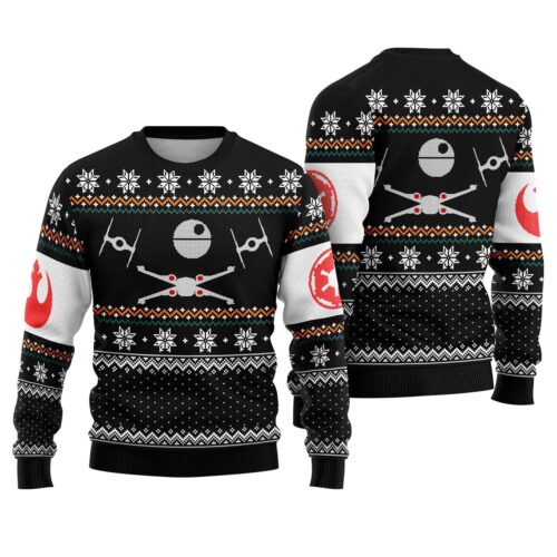 Star Wars X-Wing vs. TIE Fighter Ugly Christmas Sweater Anakin Skywalker Holiday Sweatshirt image 0