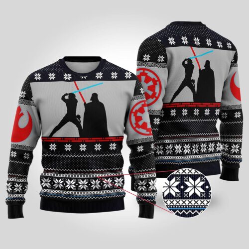 Star Wars Ugly Christmas Sweatshirt Luke Vs Darth Vader Stormtrooper Xmas Sweater image 0